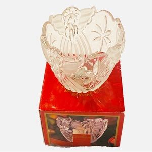 Gorham Crystal Angels of Peace Votive Candle Holder Frosted Christmas Germany